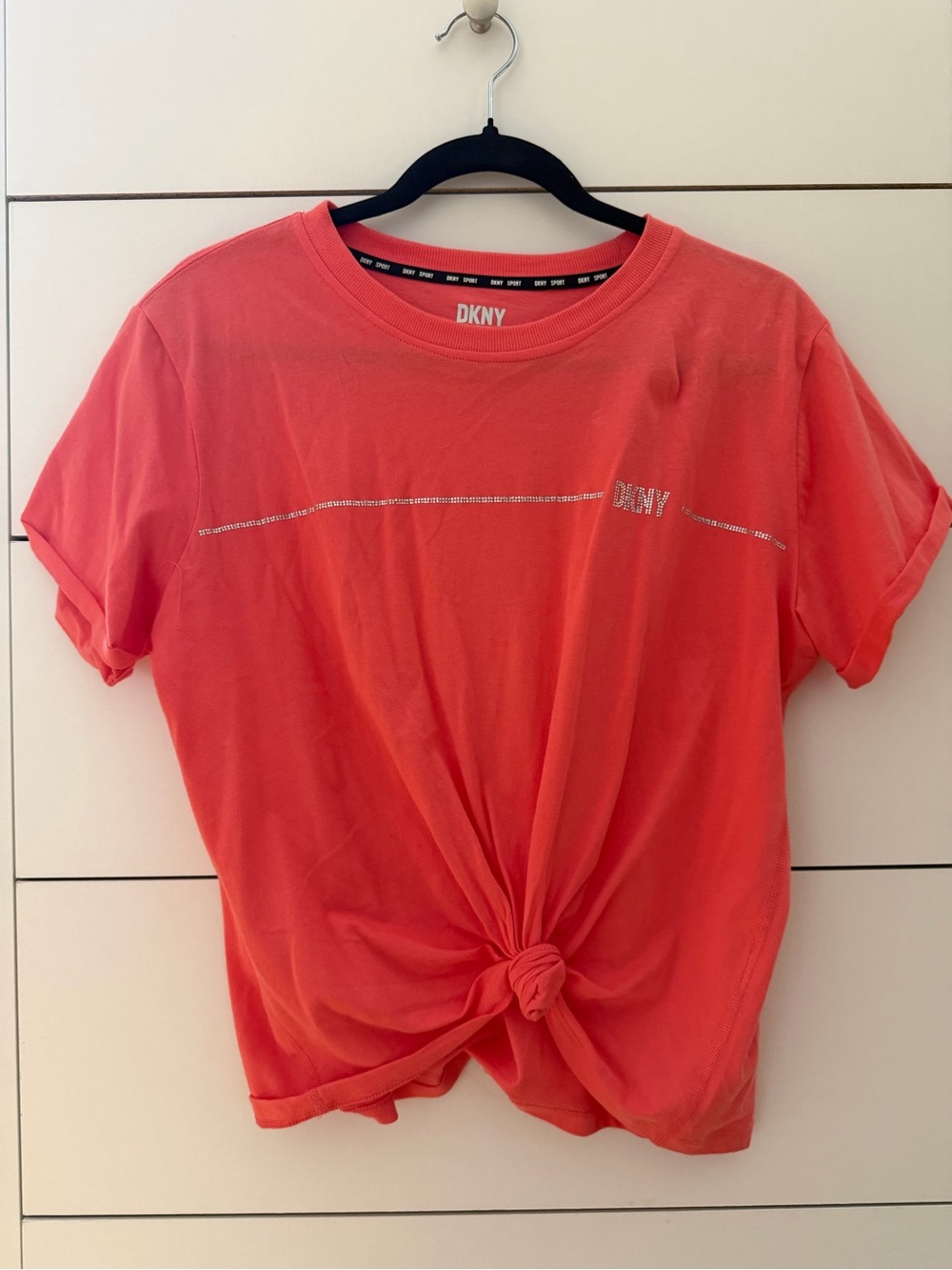 DKNY Coral Knot-Front Short Sleeve Tee